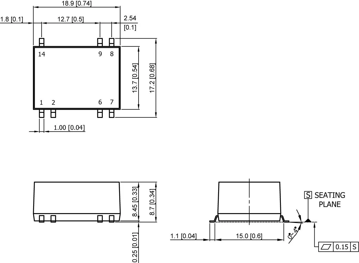 TRACO POWER TMR 1-2411SM Isolated Surface Mount DC/DC Converter, ITE, 2:1, 1 W, 1 Output, 5 V - Image 2