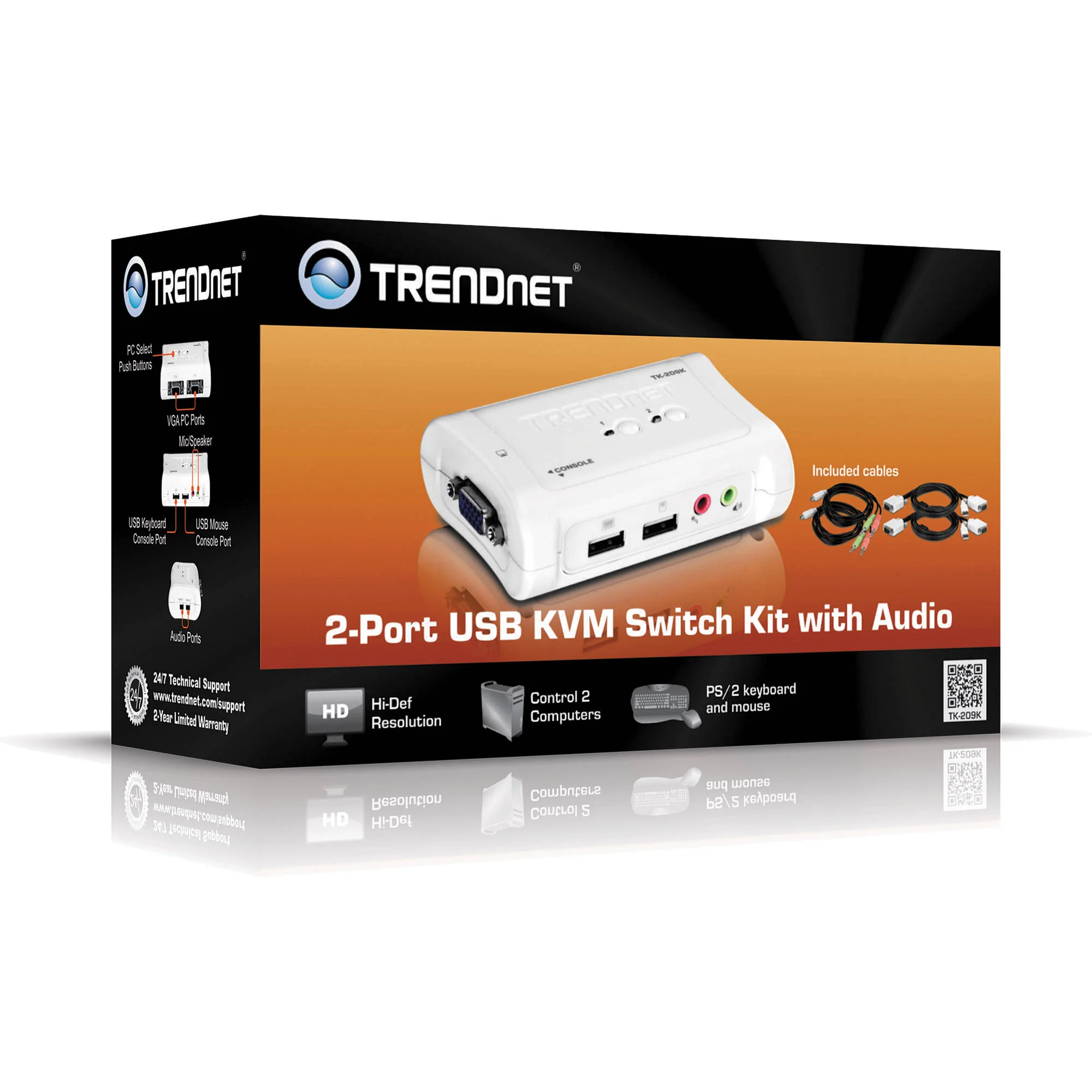 TRENDnet 2-Port USB KVM Switch Kit with Audio - Image 5