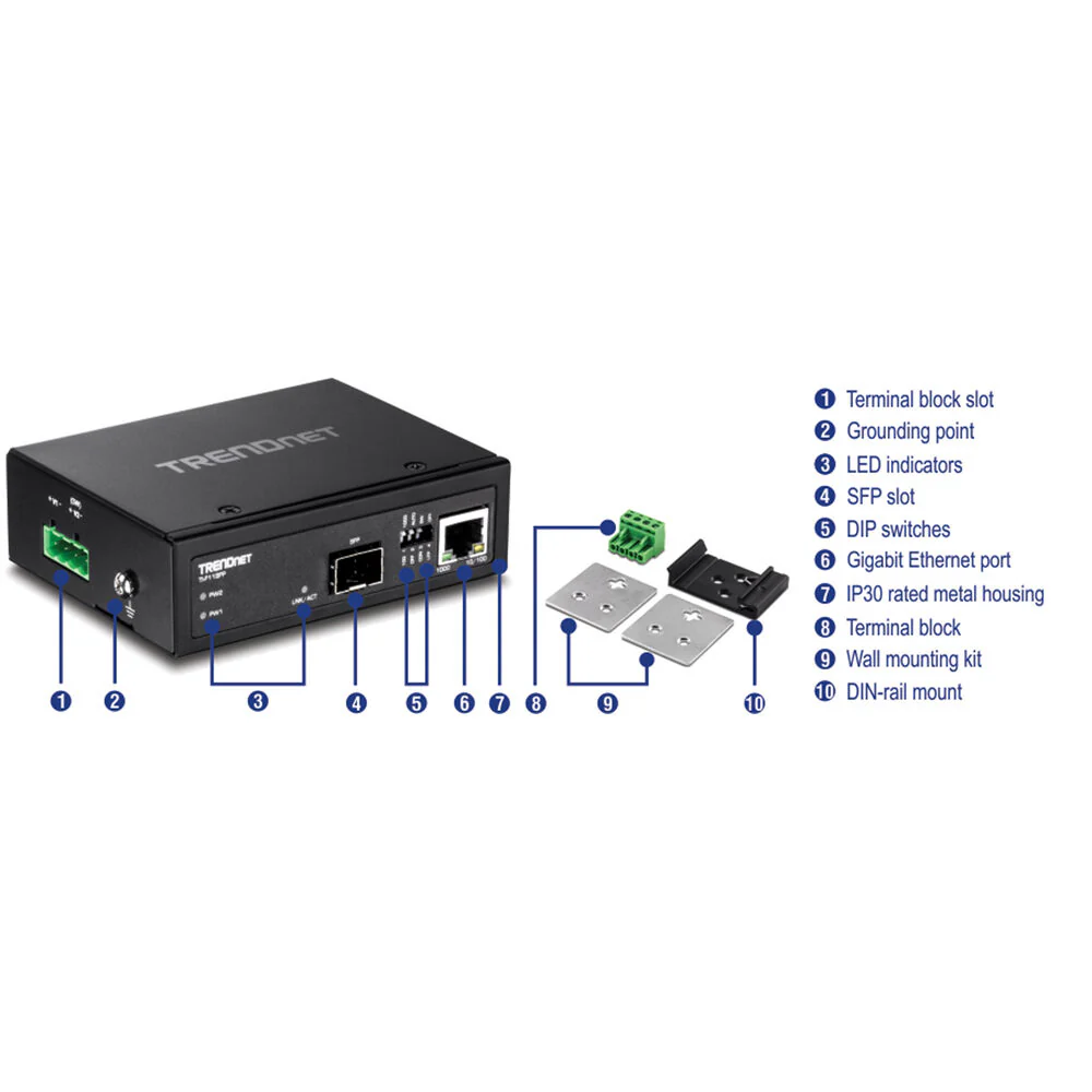 TRENDnet Hardened Industrial 100/1000Base-T to SFP Media Converter - Image 5