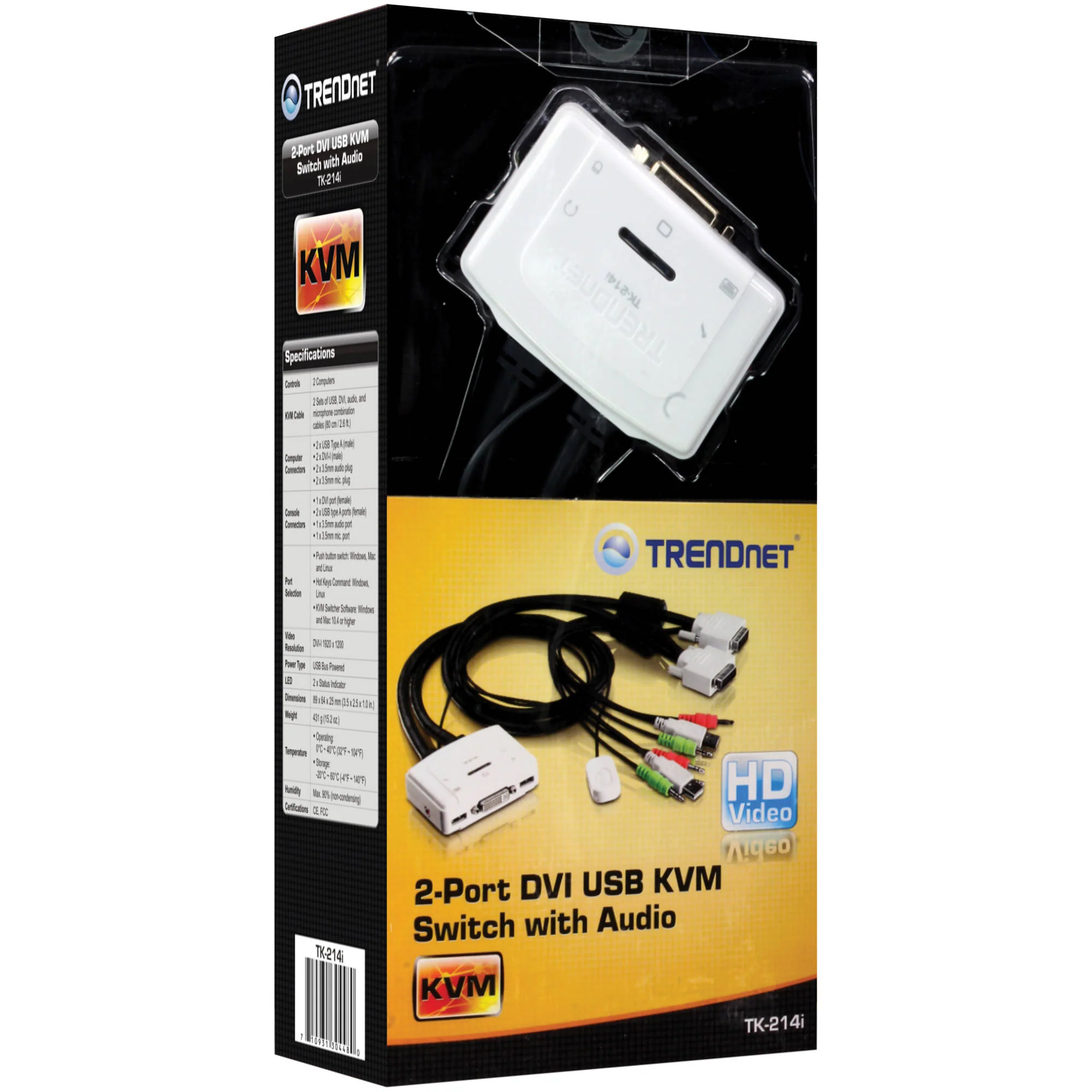 TRENDnet TK-214i 2-Port DVI USB KVM Switch Kit with Audio - Image 2