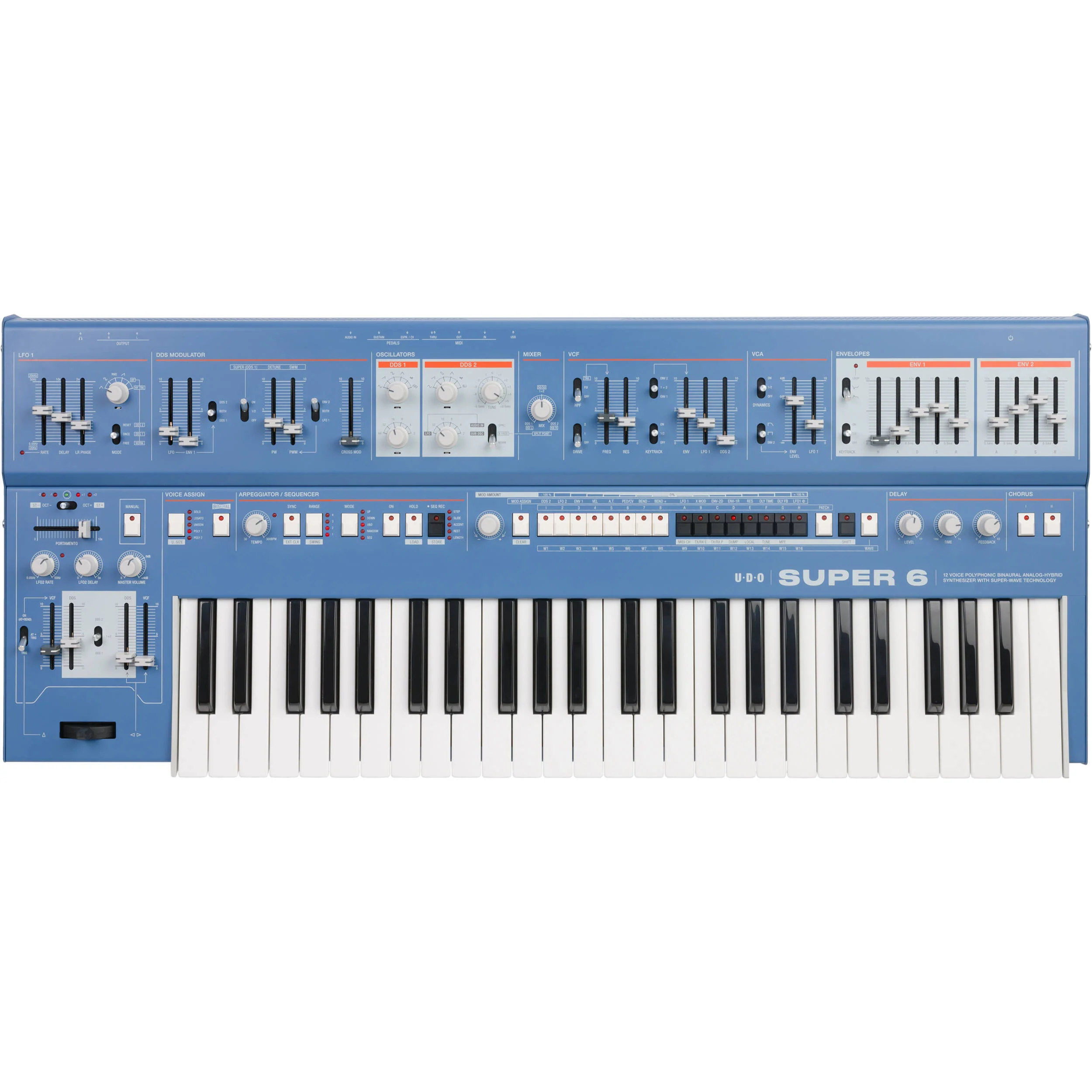 UDO Audio Super 6 Digital-Analog Hybrid Synthesizer (Blue) - Image 3