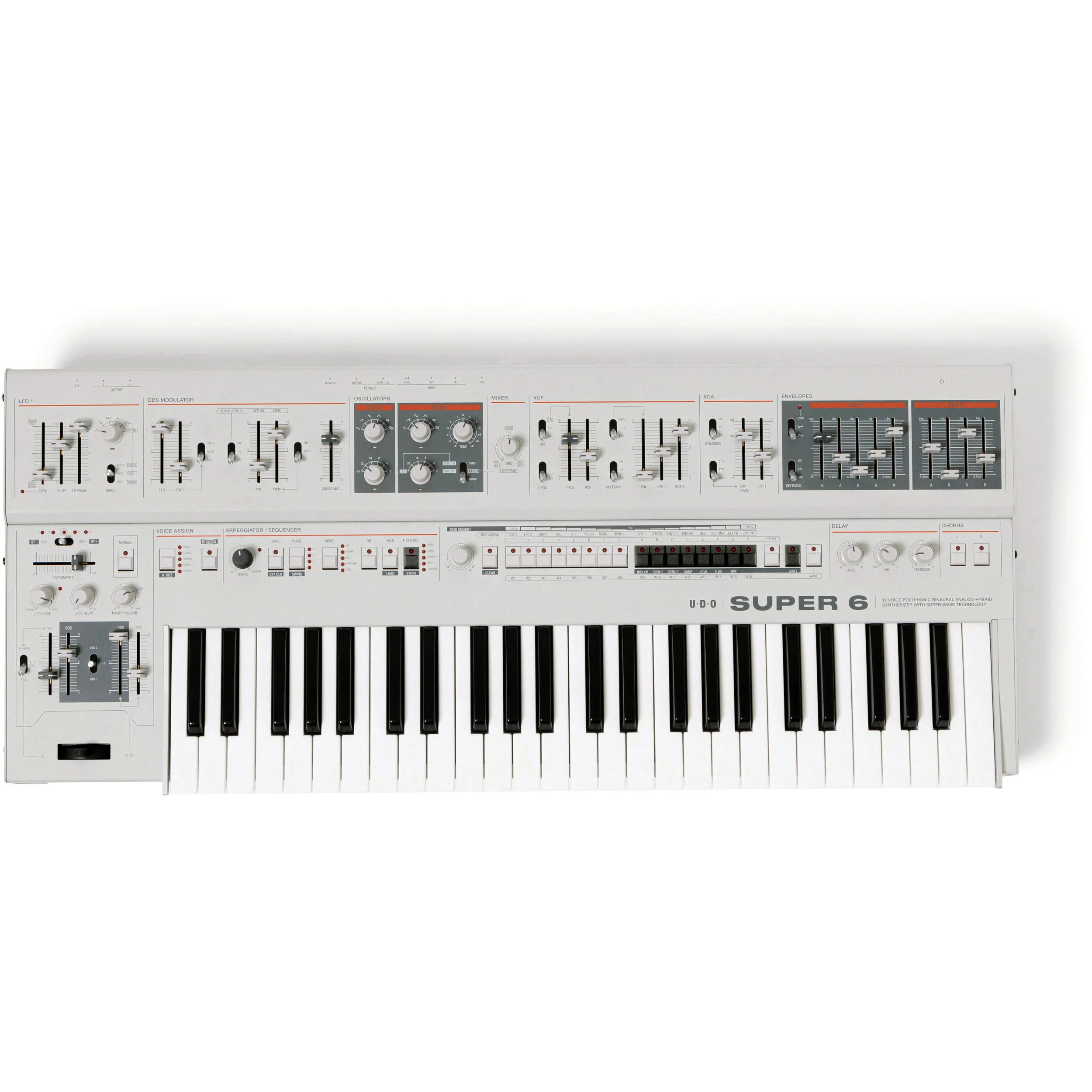 UDO Audio Super 6 Digital-Analog Hybrid Synthesizer (White) - Image 2