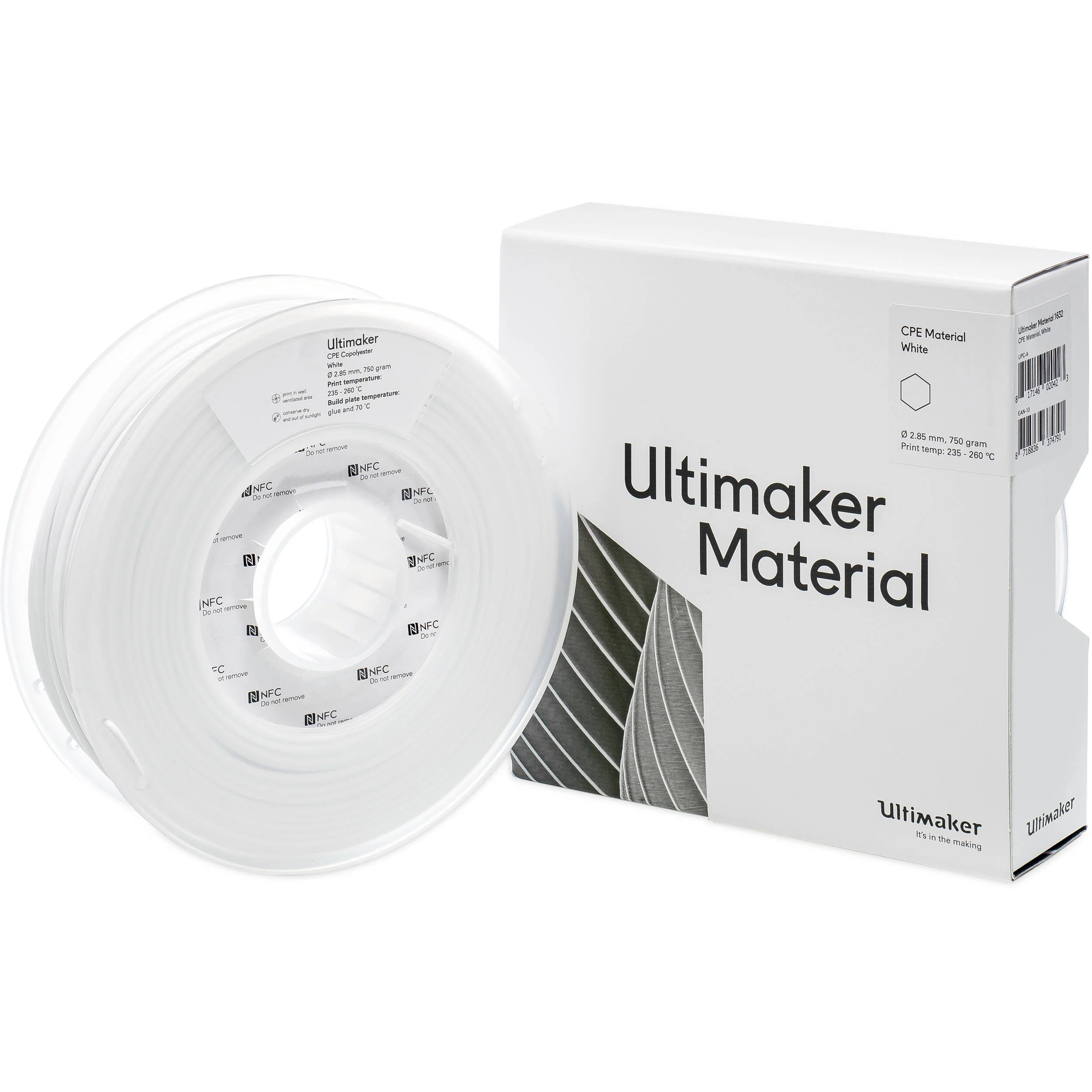 UltiMaker 2.85mm CPE+ Filament (700g, White)