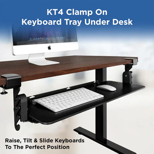 Uncaged Ergonomics KT4 Clamp-On Under-Desk Keyboard Tray (Black) - Image 2