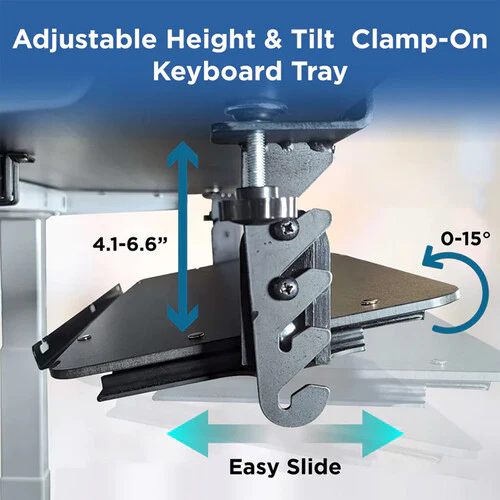 Uncaged Ergonomics KT4 Clamp-On Under-Desk Keyboard Tray (Black) - Image 3