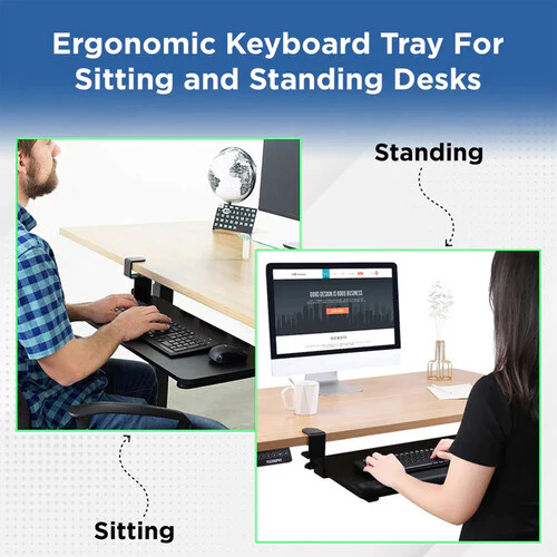 Uncaged Ergonomics KT4 Clamp-On Under-Desk Keyboard Tray (Black) - Image 6