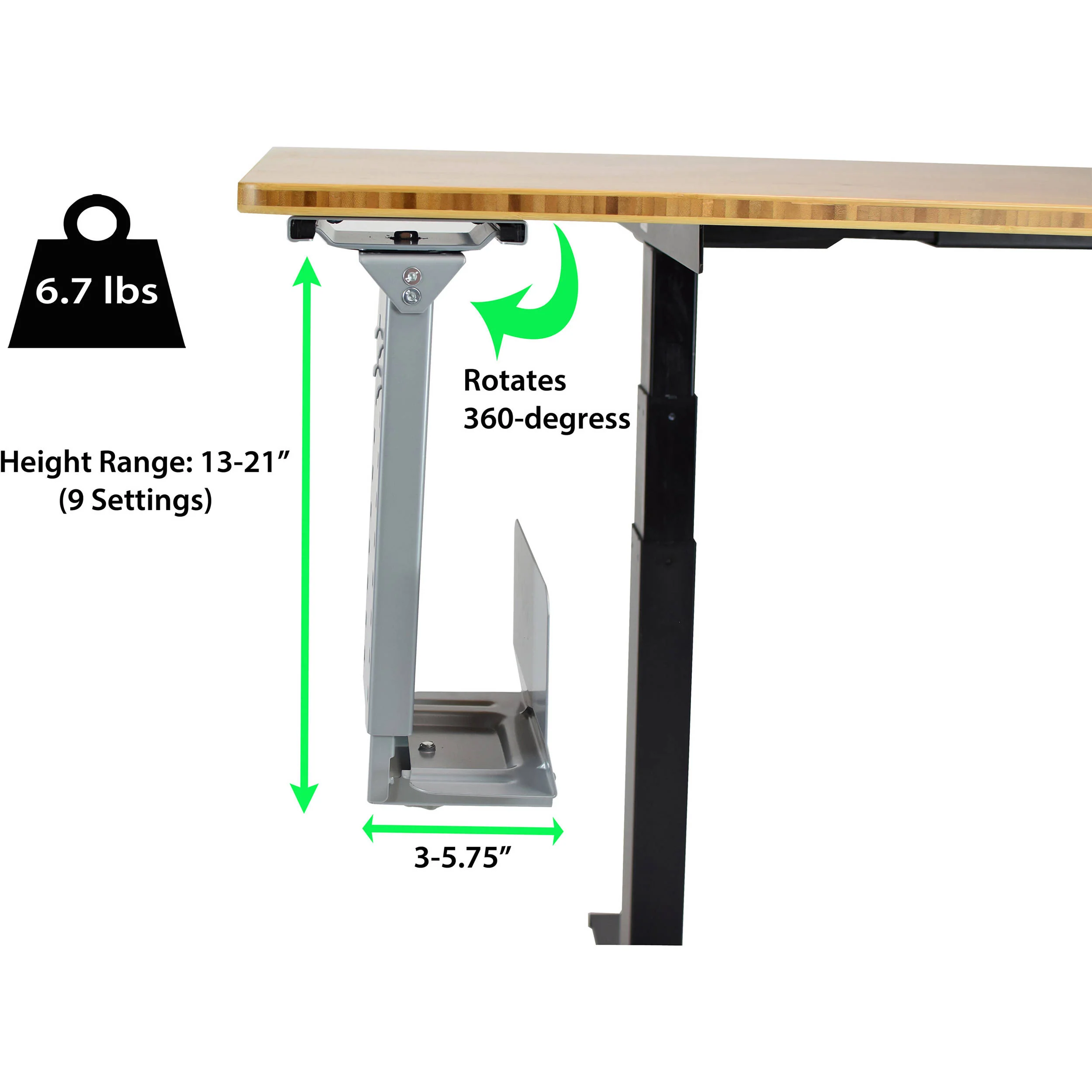 Uncaged Ergonomics Swiveling Under-Desk CPU Holder - Image 3