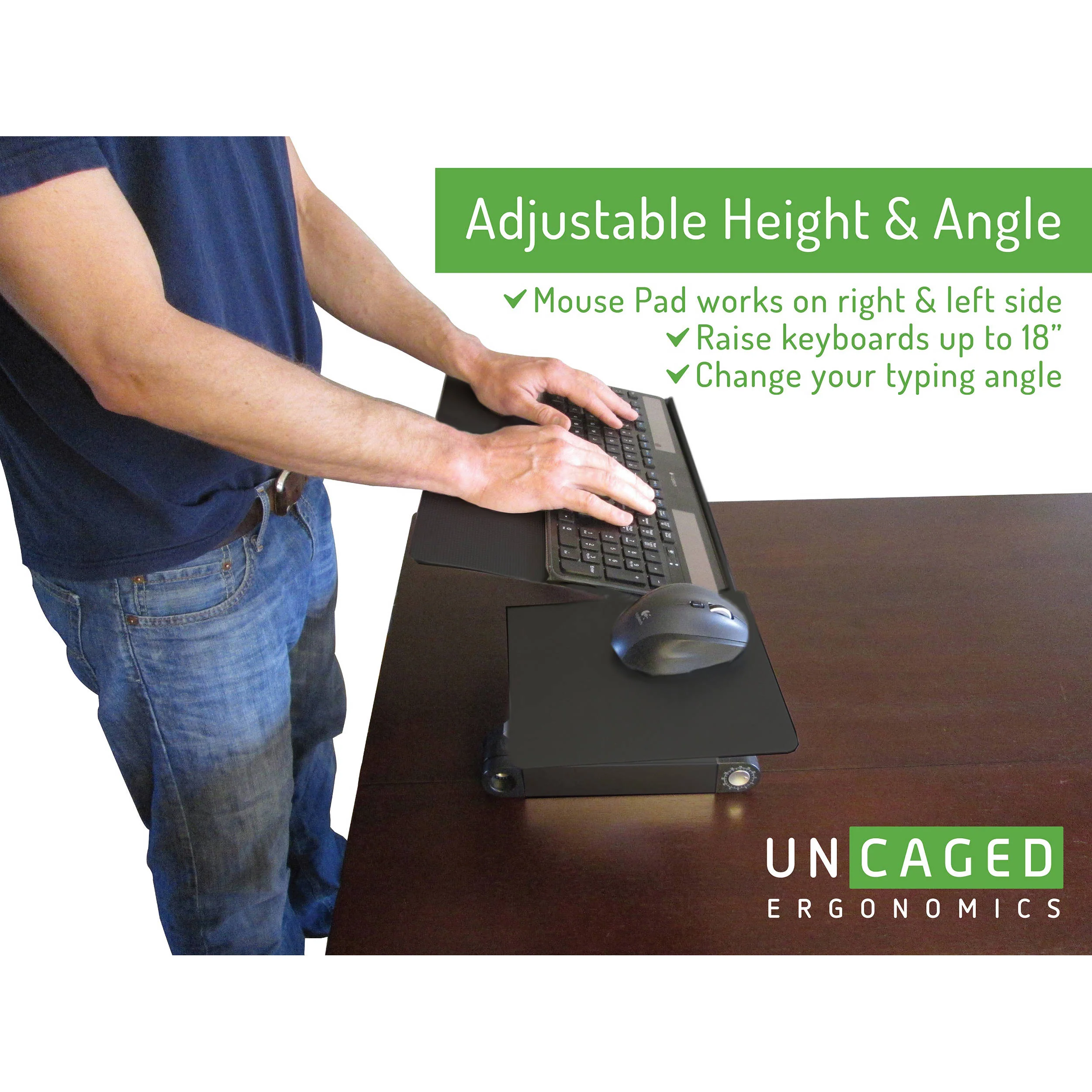 Uncaged Ergonomics Workez Keyboard Tray Stand (Black) - Image 6