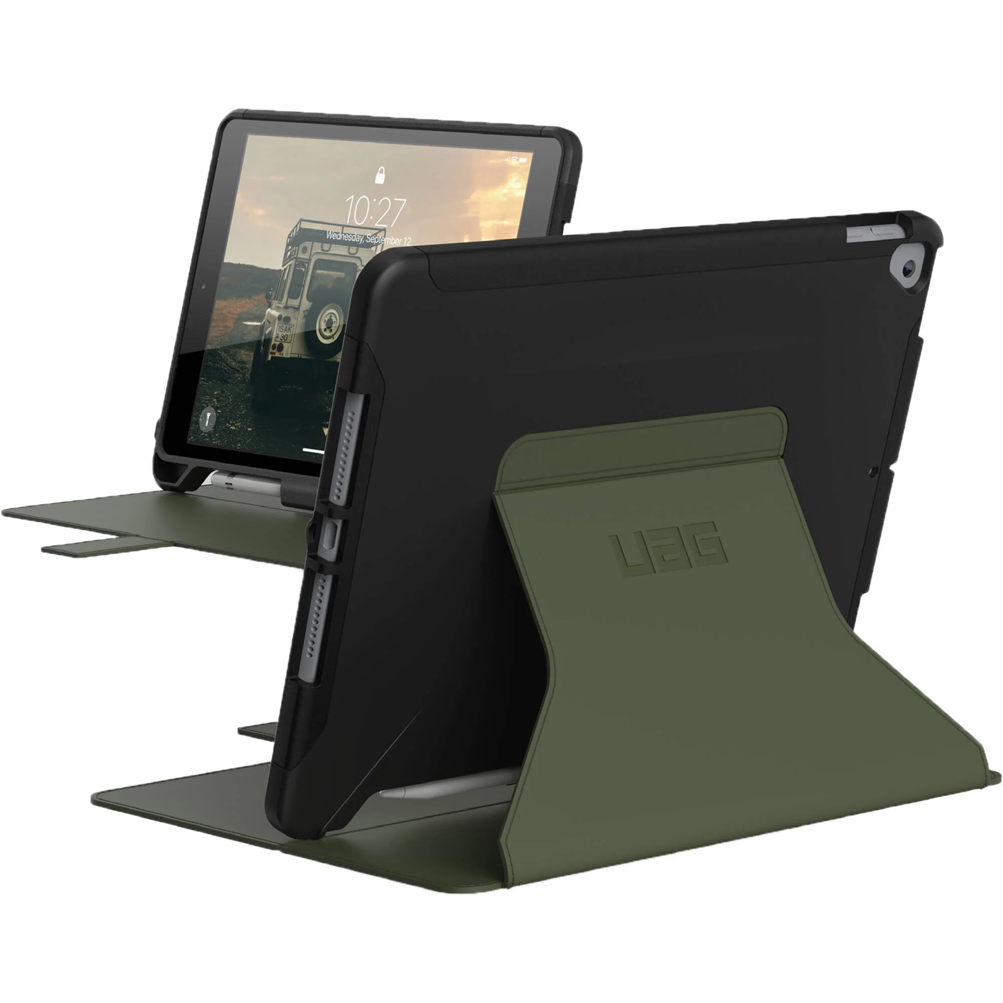 Urban Armor Gear Scout Folio Case for 10.2" iPad 7th, 8th, and 9th Gen (Black/Olive, OEM Packaging) - Image 2