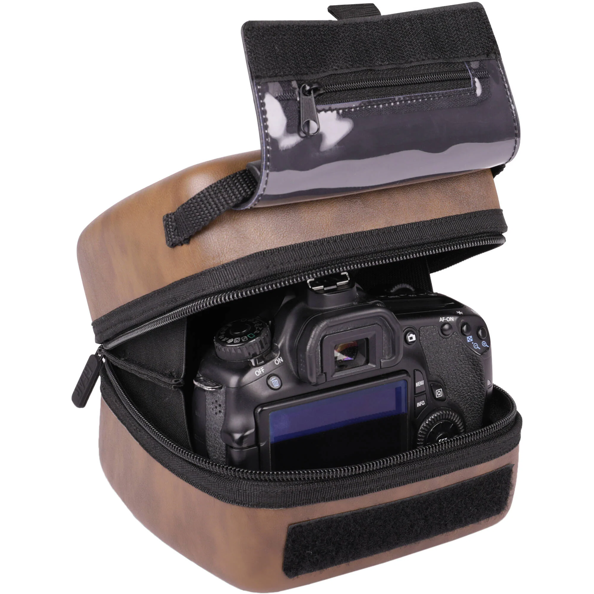 USA GEAR HSL300 Hard Shell Vegan Leather Case (Brown) - Image 2