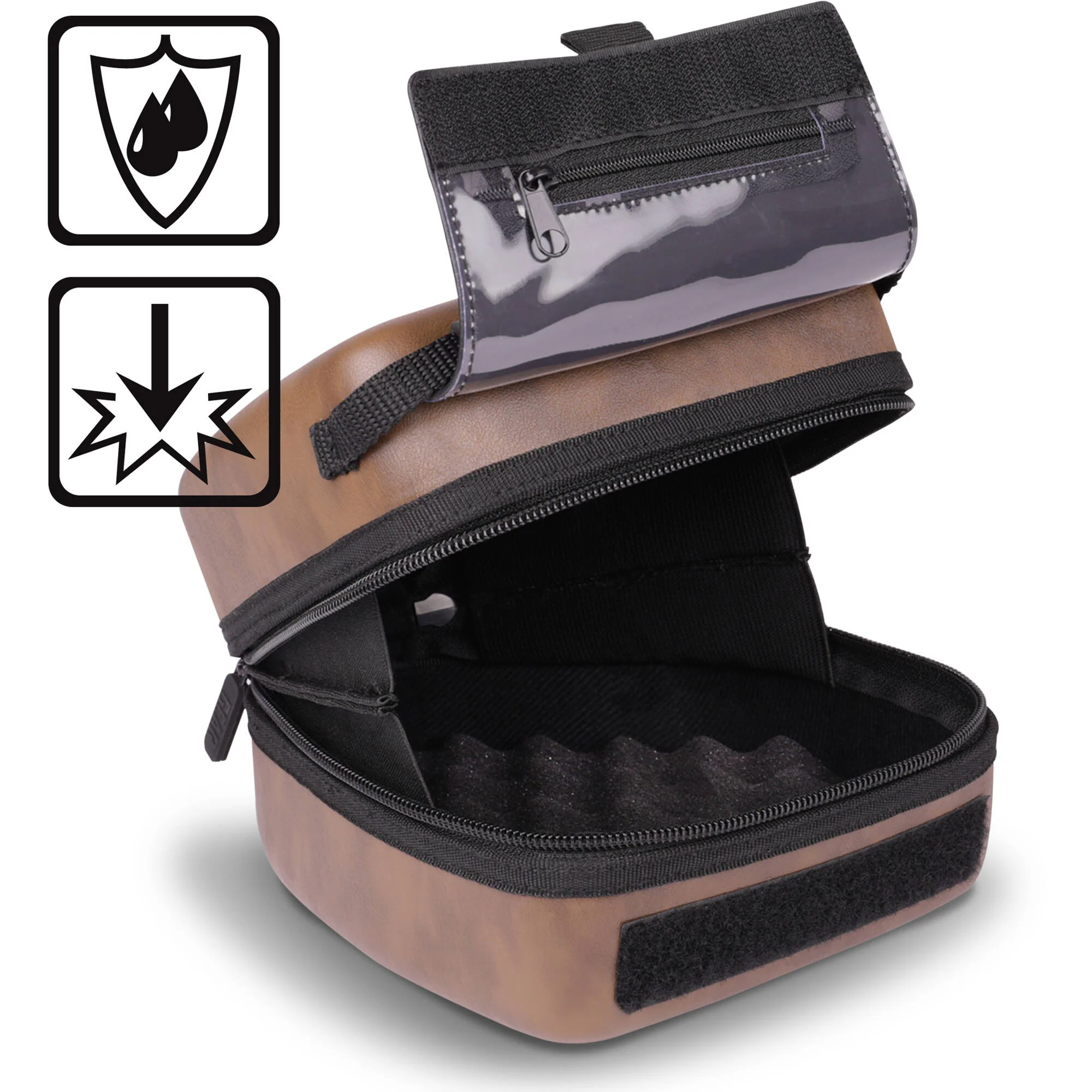 USA GEAR HSL300 Hard Shell Vegan Leather Case (Brown) - Image 3