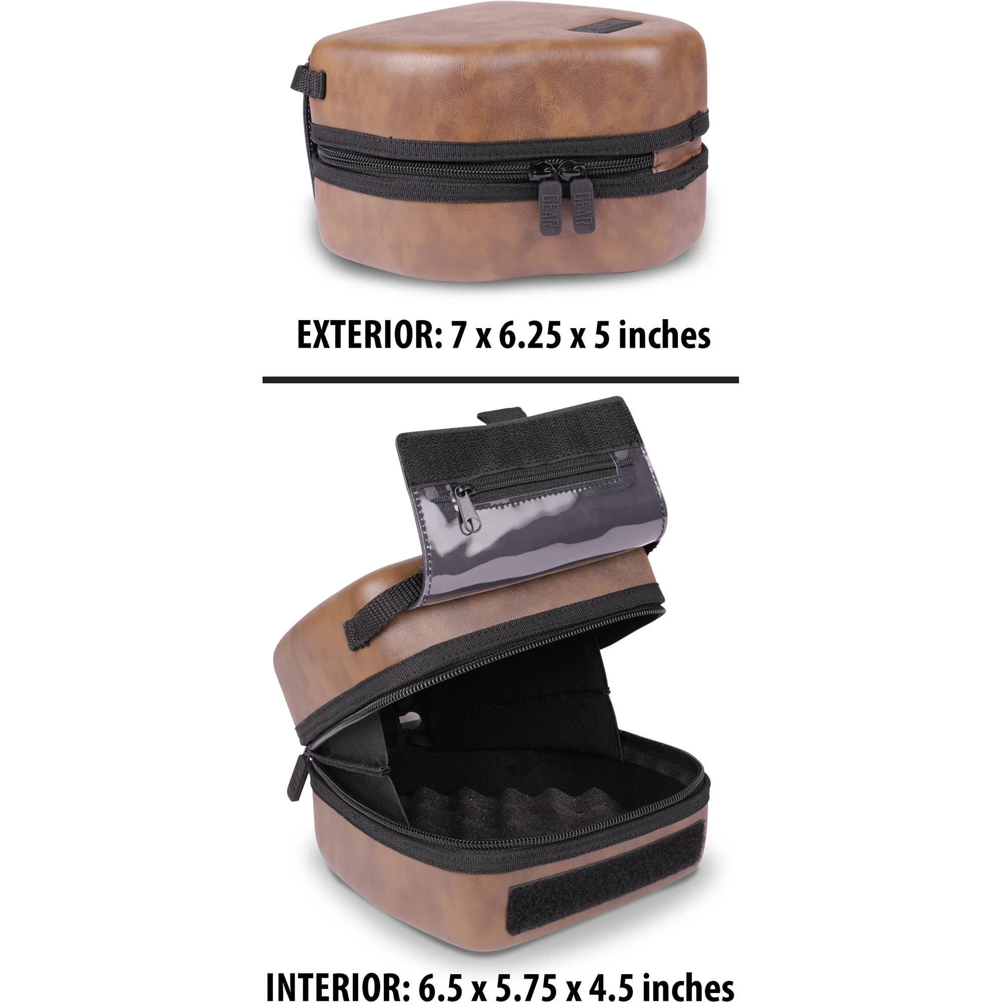 USA GEAR HSL300 Hard Shell Vegan Leather Case (Brown) - Image 5