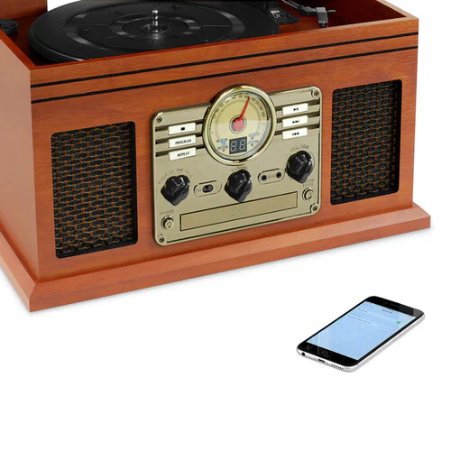 Victrola VTA-754B 8-In-1 Turntable Music Center (Mahogany) - Image 3