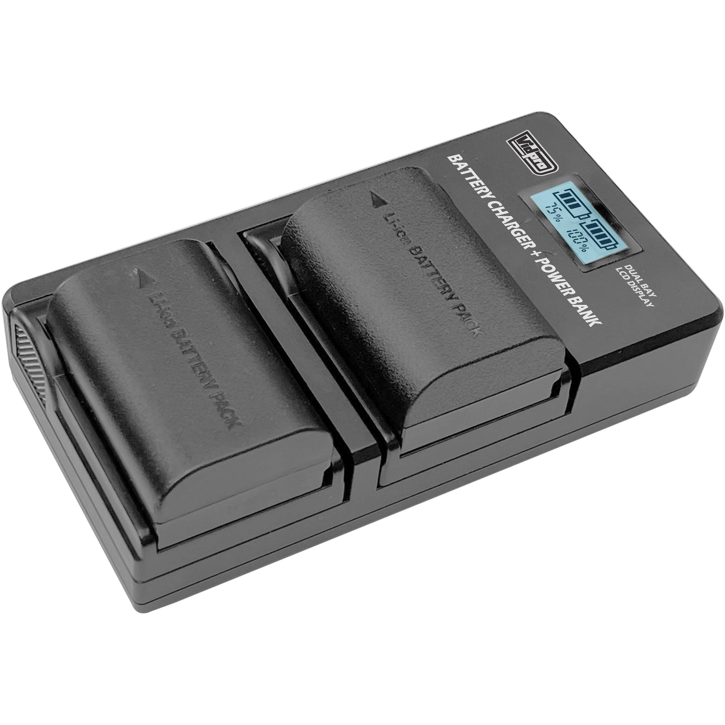 Vidpro VDL-102 Dual Bay LCD Charger with Power Bank for Panasonic BLJ31 - Image 4