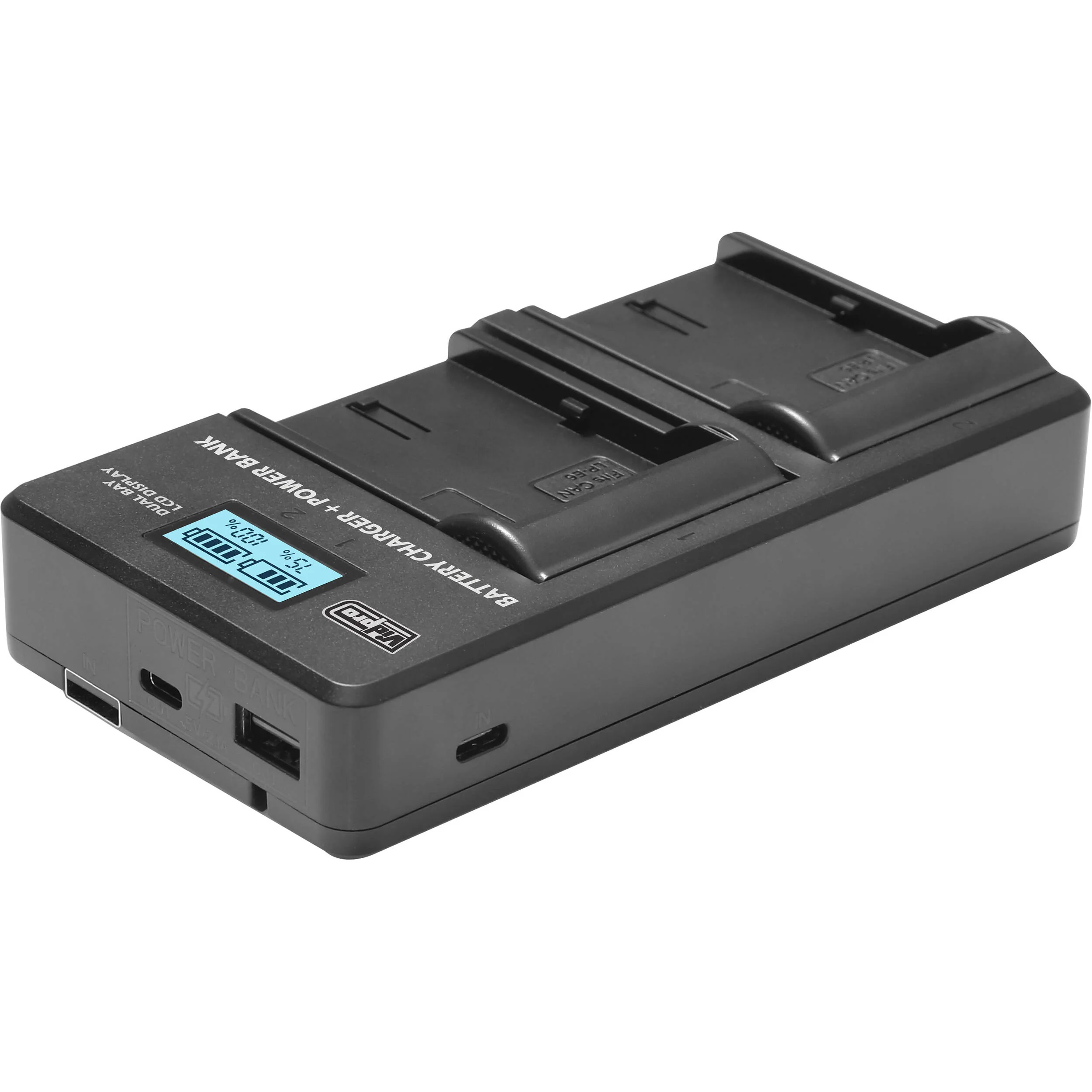 Vidpro VDL-14 Dual Bay LCD Charger with Power Bank for Nikon EN-EL1 and Minolta NP-800 - Image 3