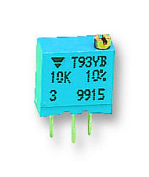 VISHAY T93YB104KT20 Trimmer Potentiometer, 100 kohm, 500 mW, ± 10%, T93YB Series, 22 Turns, Through Hole