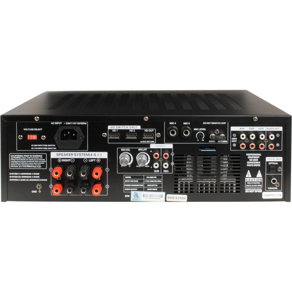 VocoPro DA-9808-RV Professional Karaoke Amplifier with Bluetooth and DSP Effects - Image 2