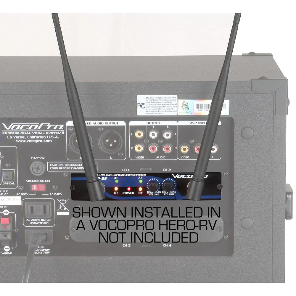 VocoPro UHF-28-9 Dual-Channel UHF Wireless Handheld Microphone System (9M: 915.0/ 9N: 918.7 MHz) - Image 5
