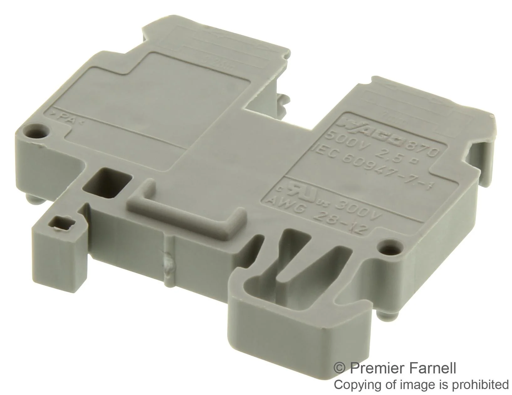 WAGO 870-911 DIN Rail Mount Terminal Block, 2 Ways, 28 AWG, 12 AWG, 2.5 mm�, Clamp, 24 A