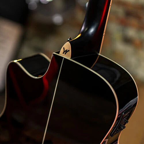 Washburn Deep Forest Burl ACE Acoustic/Electric Guitar (Black Fade) - Image 6