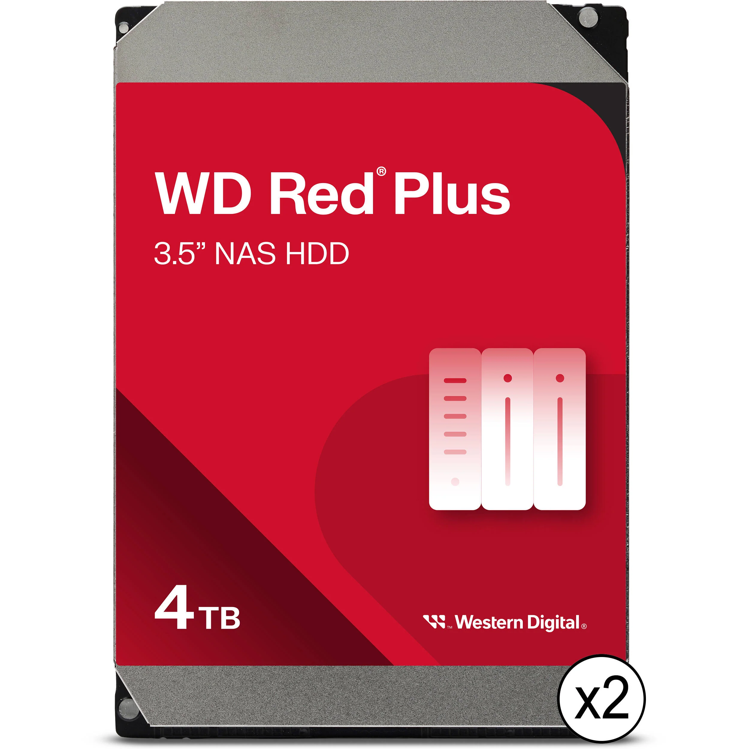 WD 4TB Red Plus 5400 rpm SATA III 3.5" Internal NAS HDD (2-Pack)