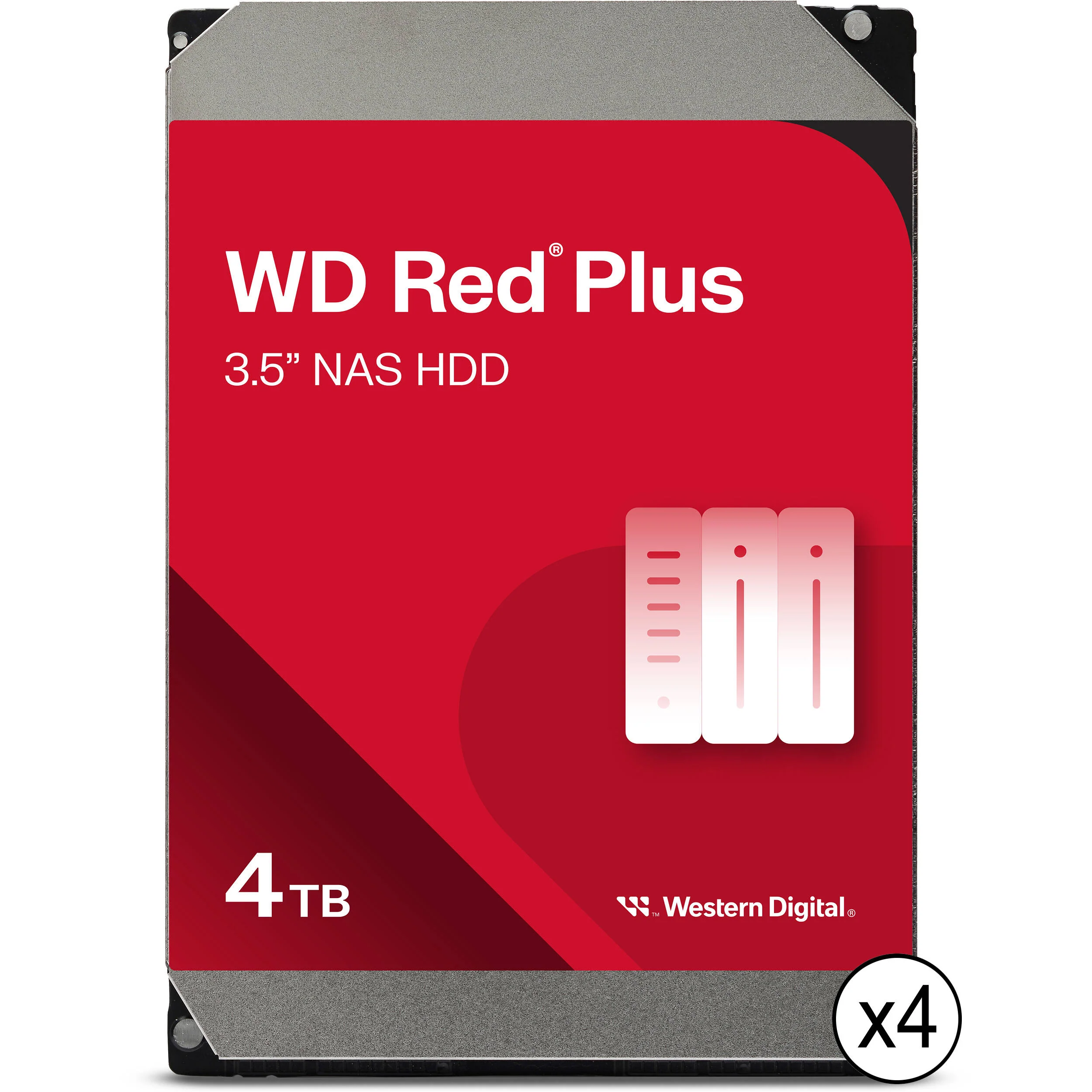 WD 4TB Red Plus 5400 rpm SATA III 3.5" Internal NAS HDD (4-Pack)