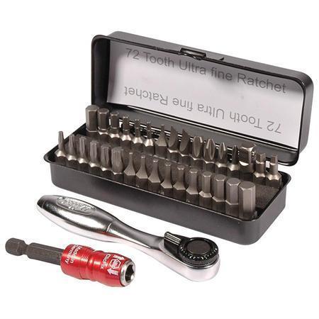 Wiha 74996 Compact "Go Box" 34 Piece Premium Bit Set With Ratchet and 1/4" Holder 55X0936
