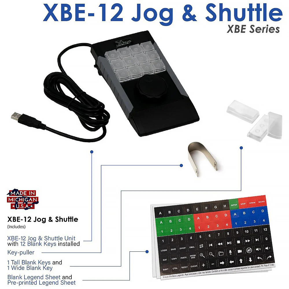X-keys XBE-12 Jog Shuttle with Macro Keypad - Image 7