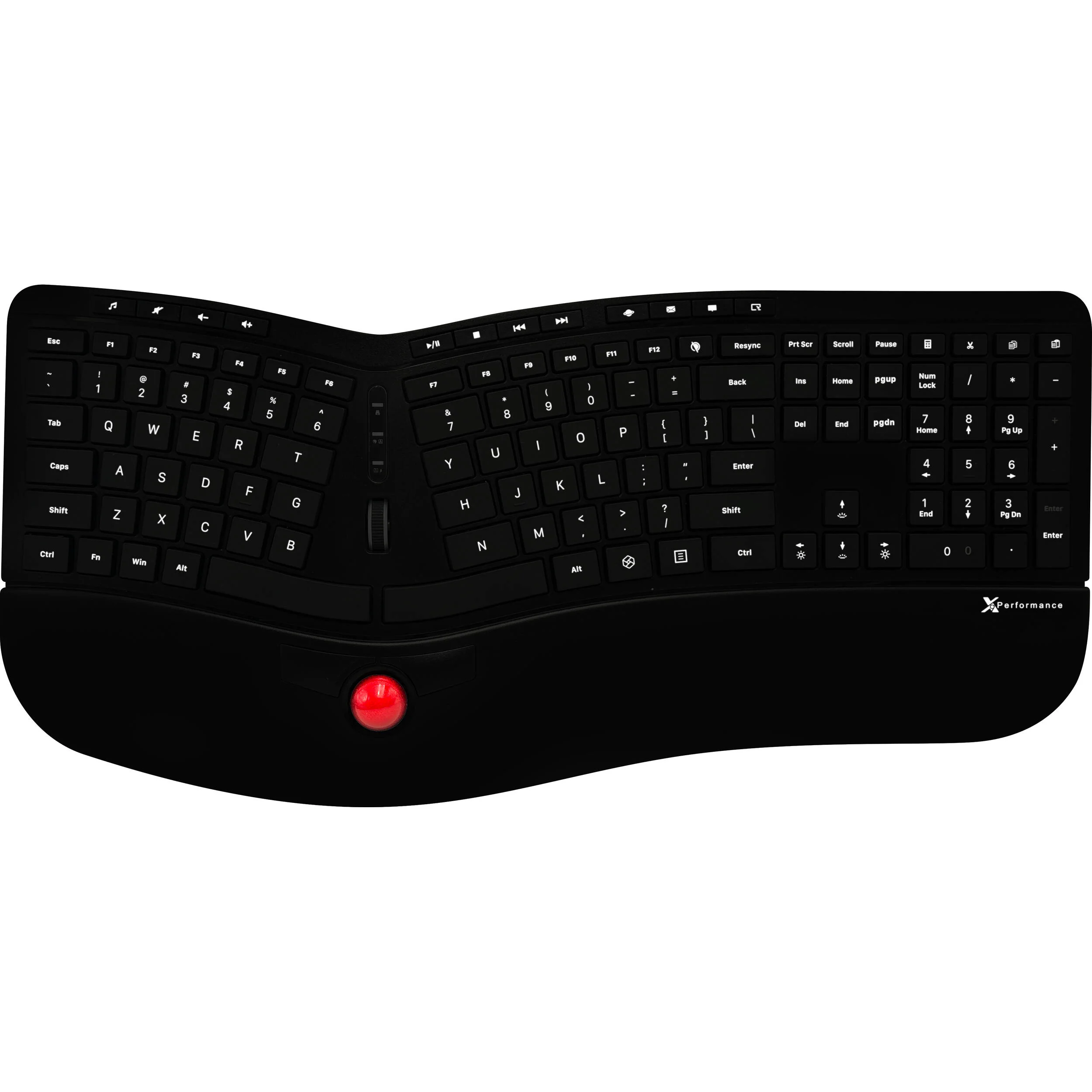 X9 Performance Backlit RF Wireless Ergonomic Keyboard with Trackball for PC - Image 4