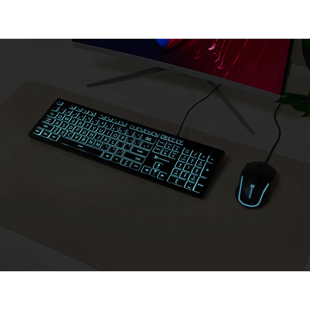 X9 Performance Large Print 7 Color Backlit USB Keyboard and Mouse Combo for PC - Image 4