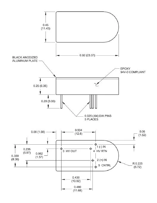 XP Power A03P-12 A03P-12 High Voltage DC/DC Converter Proportional Positive Output Fixed Adjustable 1 W 3.33 mA - Image 2