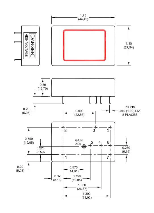 XP Power CA05P CA05P High Voltage DC/DC Converter Regulated Positive Output Programmable 1 W 2 mA Through Hole - Image 2
