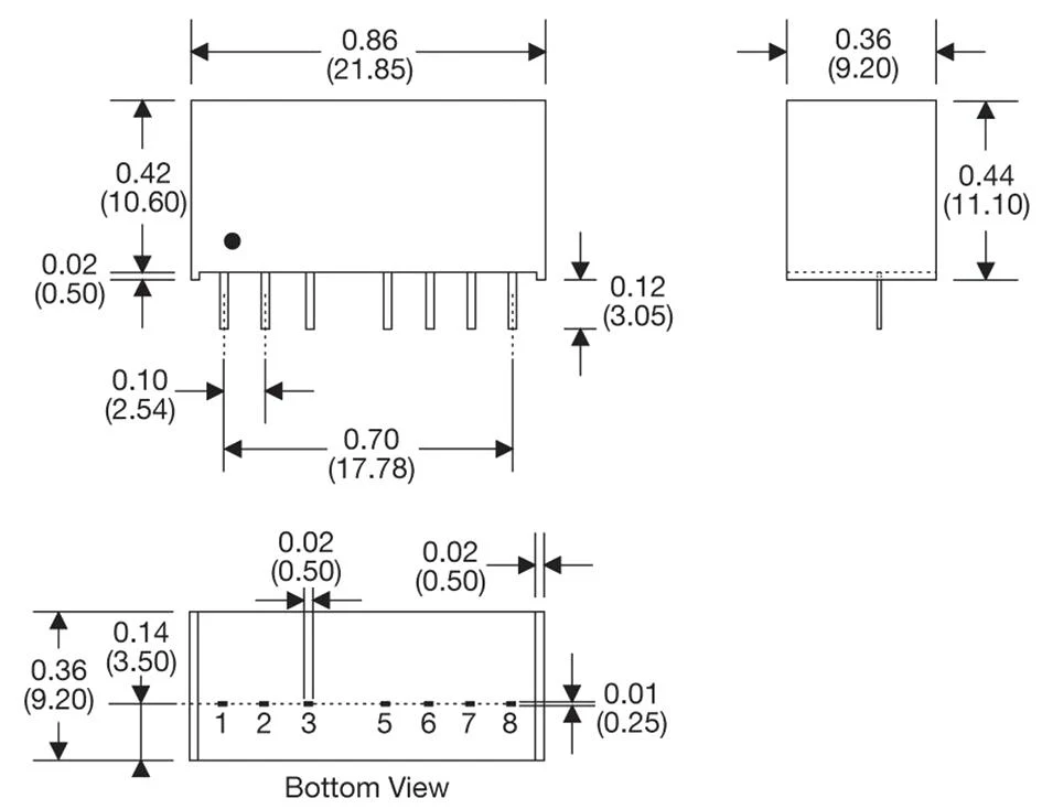 XP Power IZ1205SA IZ1205SA Isolated Through Hole DC/DC Converter Regulated ITE 2:1 3 W 1 Output 5 V 600 mA - Image 2